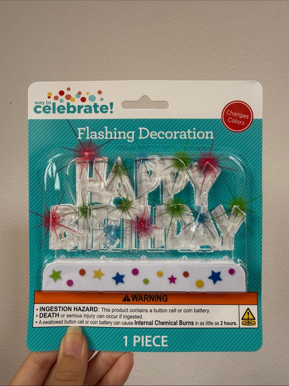 Way to Celebrate! Flashing 'Happy Birthday' Decoration - Multicolor